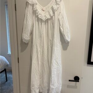 If Only If Lace Trim White Long Gown